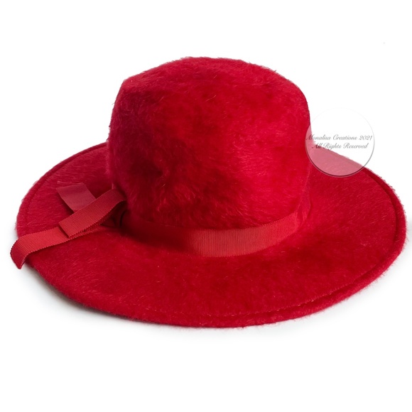 Vintage Merrie Mac Hat Red Felted Fur Wide Brim Merri Soie Rich\'s Atlanta main image 10